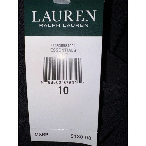 Lauren Dress Women's Sz 10 Black Cap Sleeve Ruched Asymetric Neck Stretch Jersey - Picture 5 of 10